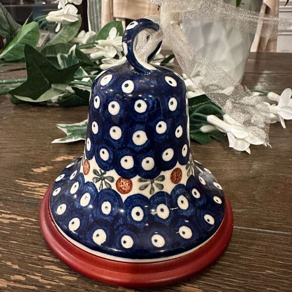 Polish Pottery 4½-inch‎ Bell Ornament Hand Painted in Boleslawiec, Poland - Picture 4 of 7